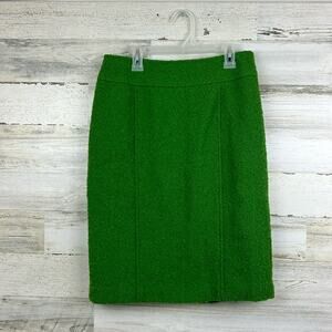 Lafayette 148 New York womens 2 green wool midi skirt dress work tweed pleated